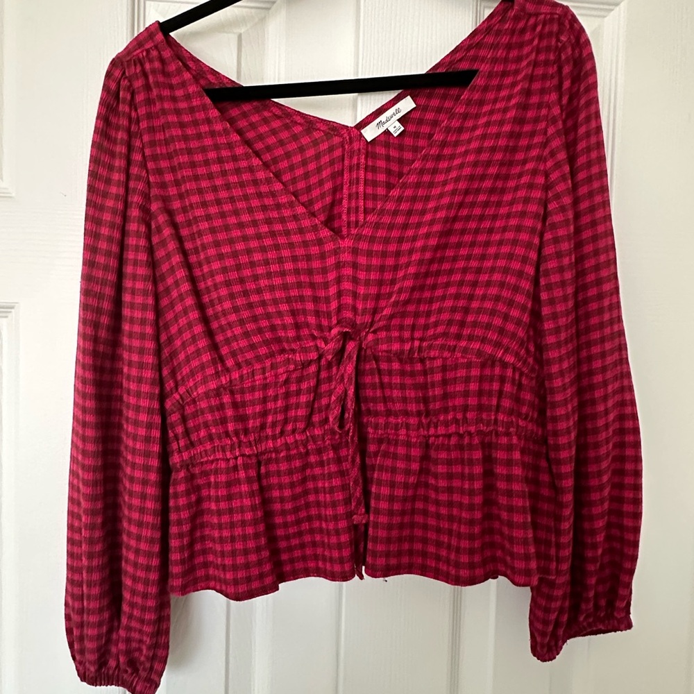 Madewell Crinkle V neck peplum